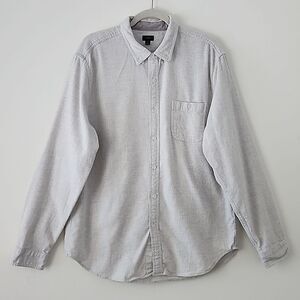 J. Crew Light Gray Faux Suede Elbow Patches Flannel Button Down Shirt XL box20